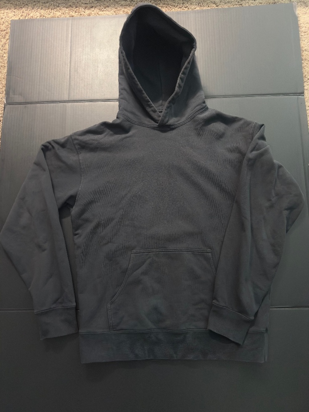 Flint & Tinder Midweight Terry Pullover Hoodie Washed Black Medium